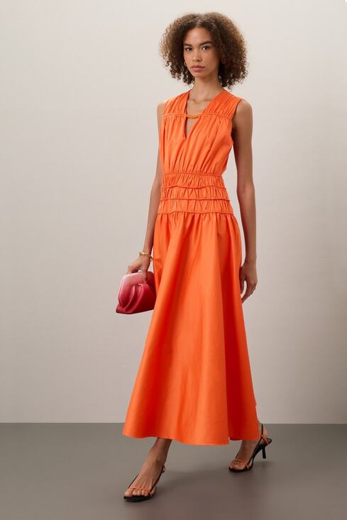 ROKSANDA x RTR Dresses & Skirts - ROKSANDA x RTR Women's Orange Smocked Waist V-Neck Sleeveless Maxi Dress Size 4